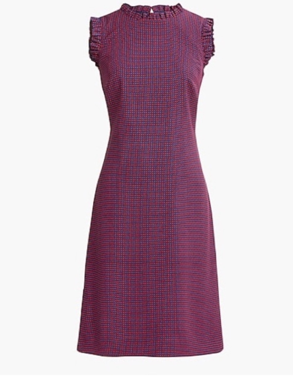 NWT J.Crew Printed Ruffle Neck Suit Dress Size 8  Ruffle Trim Preppy Chic $118 - Picture 3 of 7